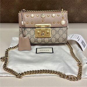 ‼️Authentic Gucci Studded Pearl Padlock Small GG Crossbody Bag Shoulder Bag